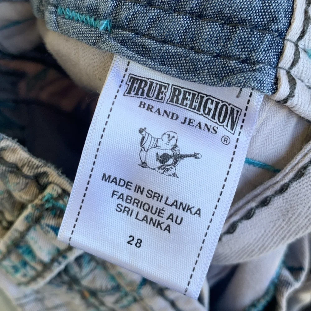 Y2k True religion isacc big t cargo palm tree print mens shorts 28